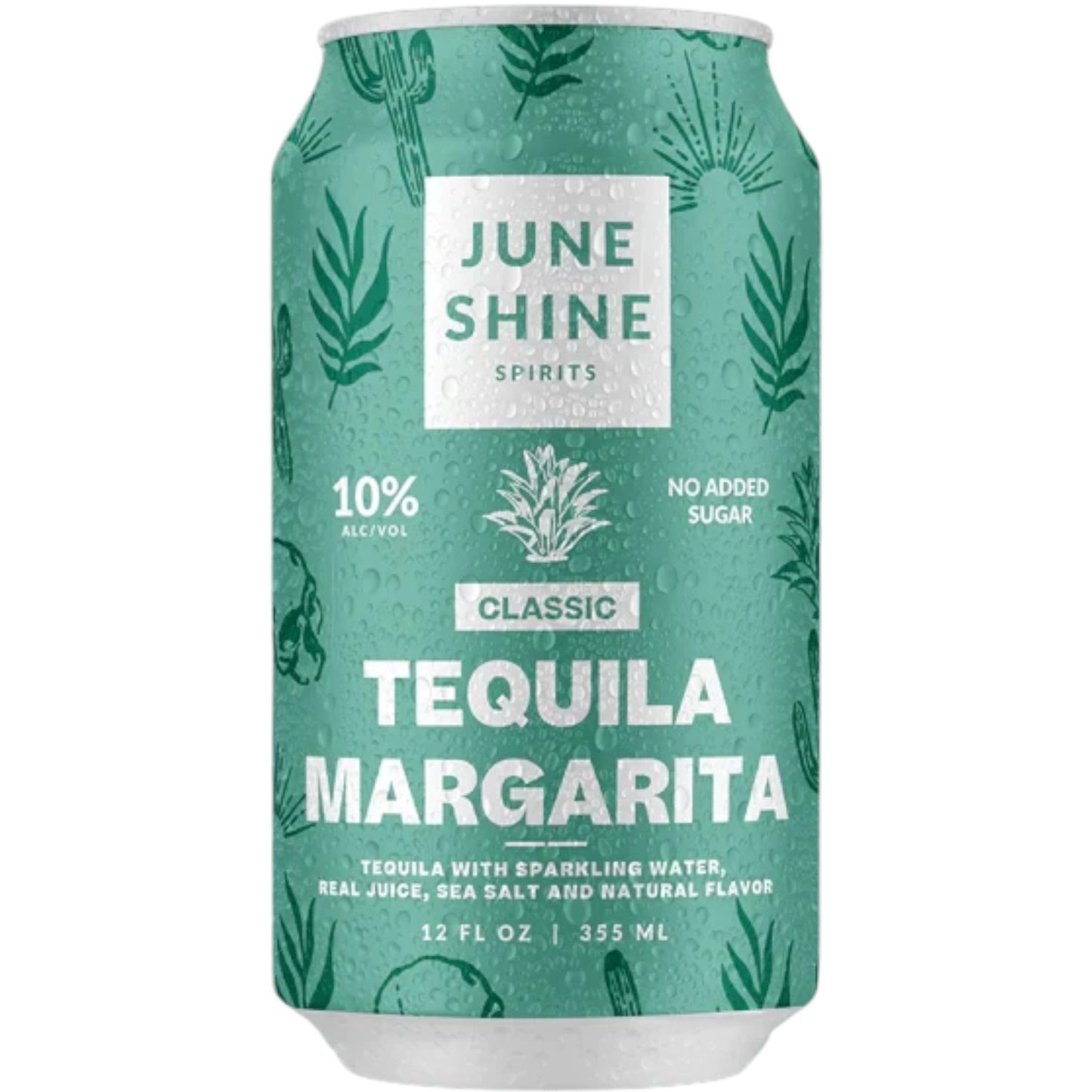 Stowe Public House & Bottle Shop June Shine Tequila Margarita canned cocktail with condensation on a teal background