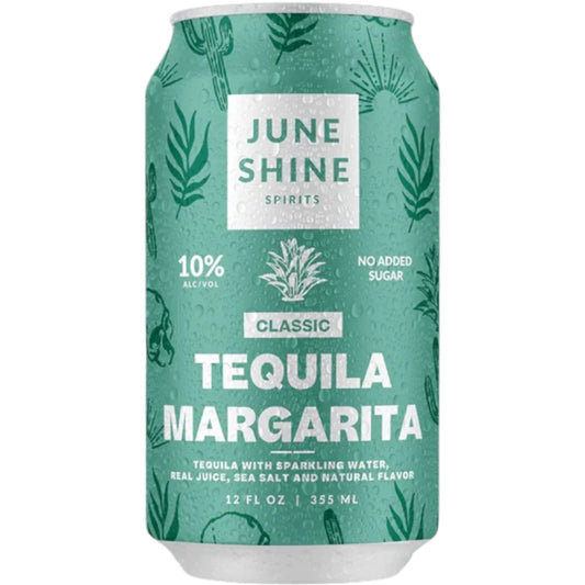 Stowe Public House & Bottle Shop June Shine Tequila Margarita canned cocktail with condensation on a teal background