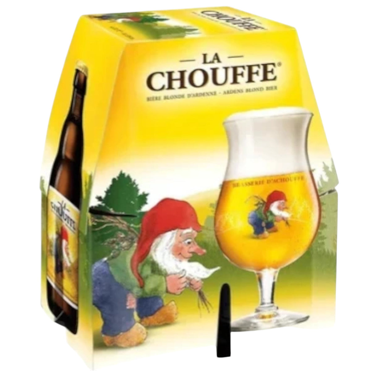 Stowe Public House & Bottle Shop La Chouffe Blonde Belgian ale packaging featuring the iconic gnome illustration