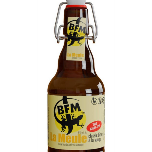 Stowe Public House & Bottle Shop Brasserie Des Franches Montagnes La Meule golden ale with sage in a swing-top bottle