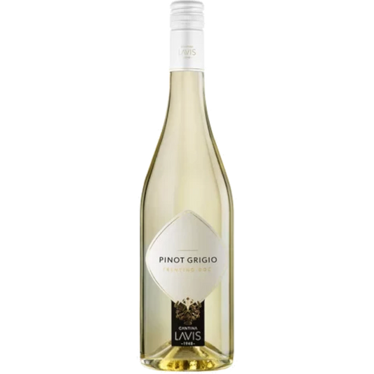 Stowe Public House & Bottle Shop Cantina La-Vis Lavis Pinot Grigio white wine bottle with a white cap and label.