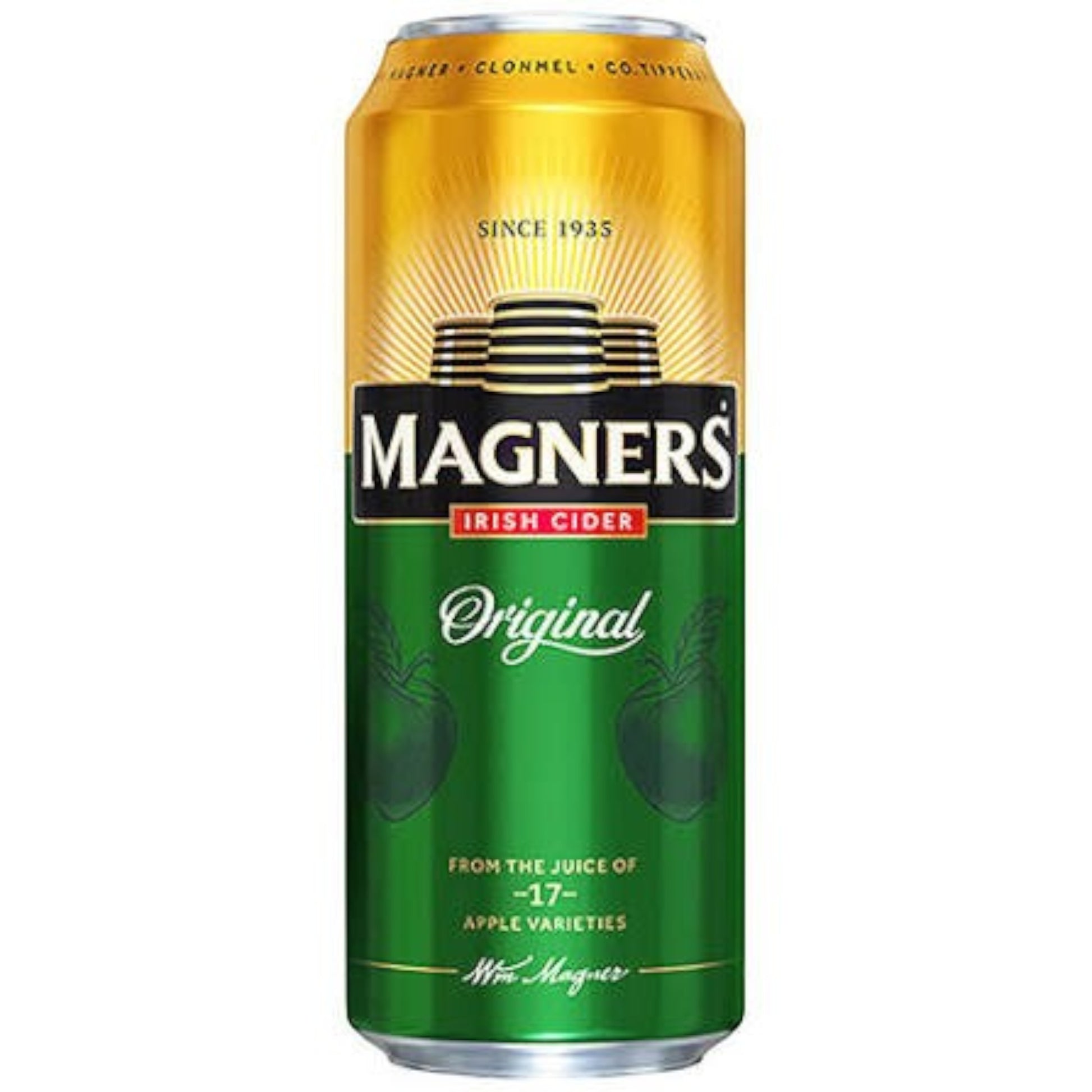 Stowe Public House & Bottle Shop Magner's Original Irish Cider can with green and gold branding.