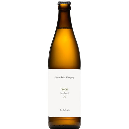 Stowe Public House & Bottle Shop: Maine Beer Co. Peeper Pale Ale in a brown glass bottle with a white label.