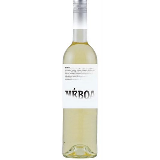 Stowe Public House & Bottle Shop Néboa Albariño white wine bottle with a minimalist white label and silver cap.