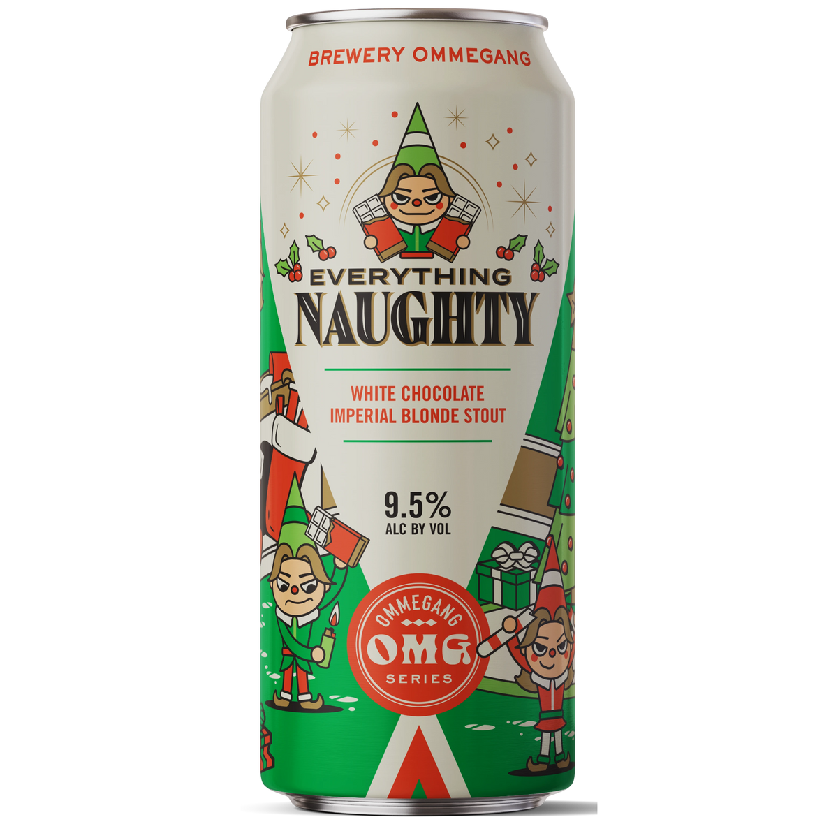 Stowe Public House & Bottle Shop Brewery Ommegang Everything Naughty Imperial Blonde Stout can with festive elf art
