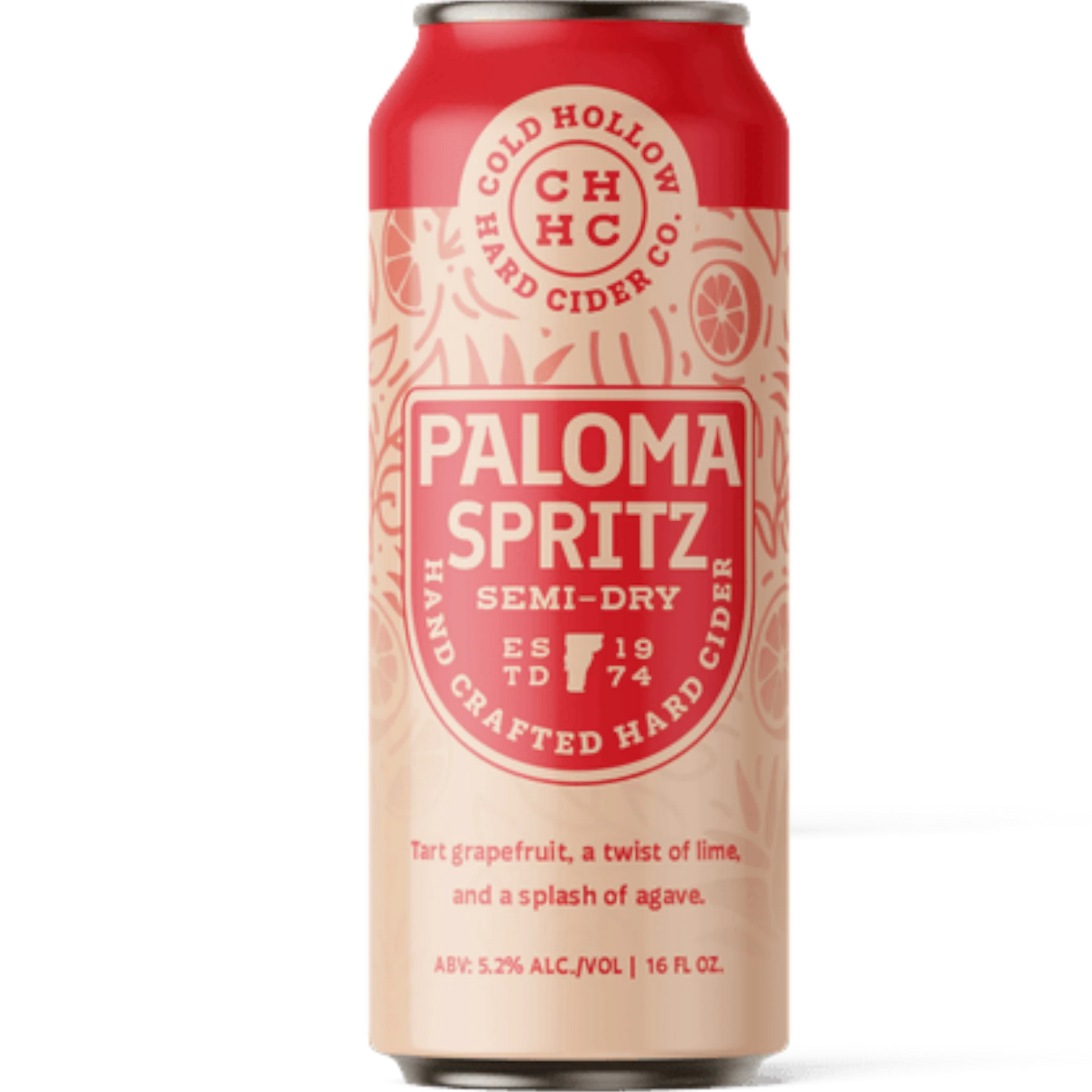 Stowe Public House & Bottle Shop Cold Hollow Cider Paloma Spritz can with grapefruit and lime design on black
