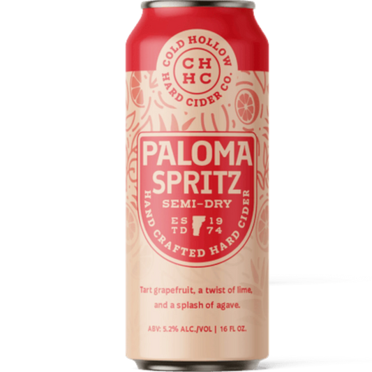 Stowe Public House & Bottle Shop Cold Hollow Cider Paloma Spritz can with grapefruit and lime design on black