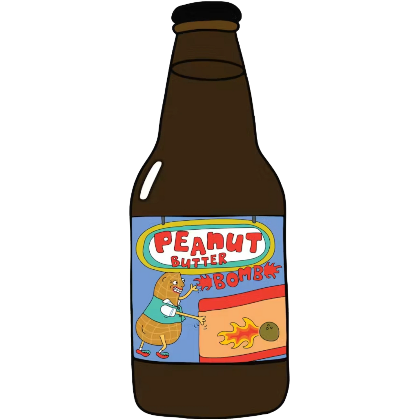Stowe Public House & Bottle Shop Prairie Artisan Ales Peanut Butter Bomb! beer bottle with cartoon peanut label