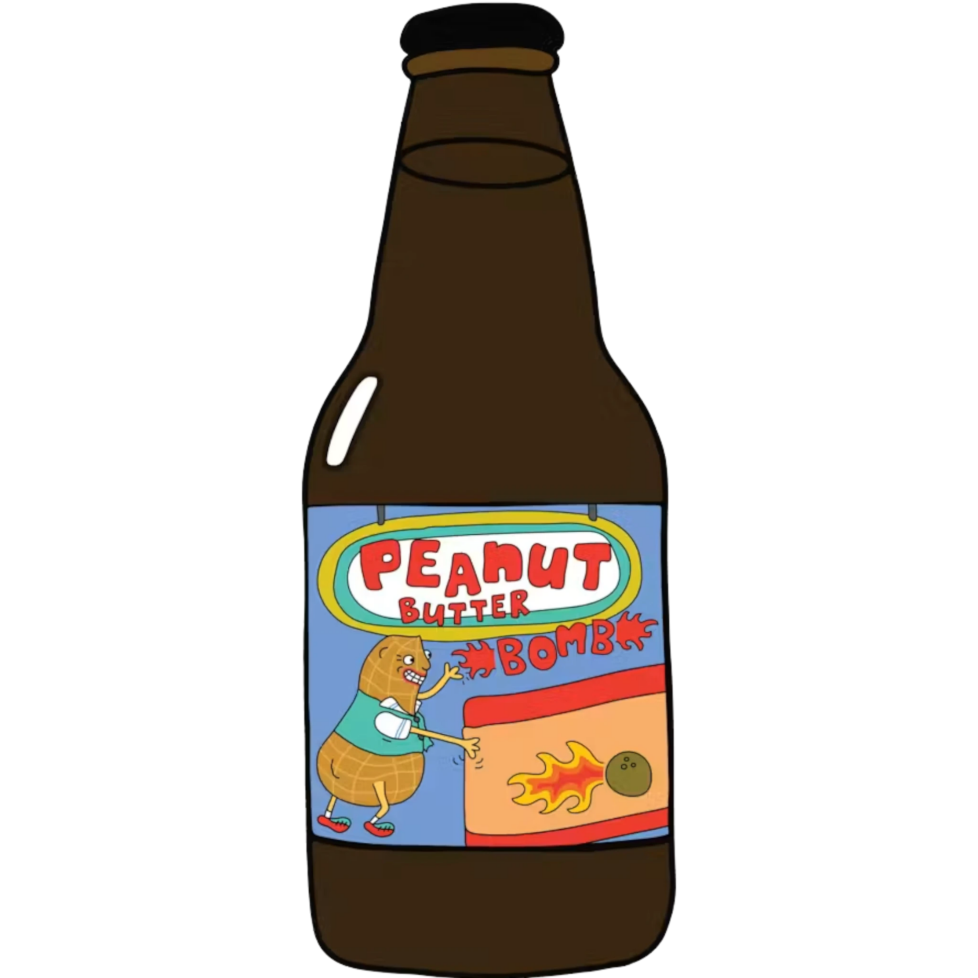 Stowe Public House & Bottle Shop Prairie Artisan Ales Peanut Butter Bomb! beer bottle with cartoon peanut label