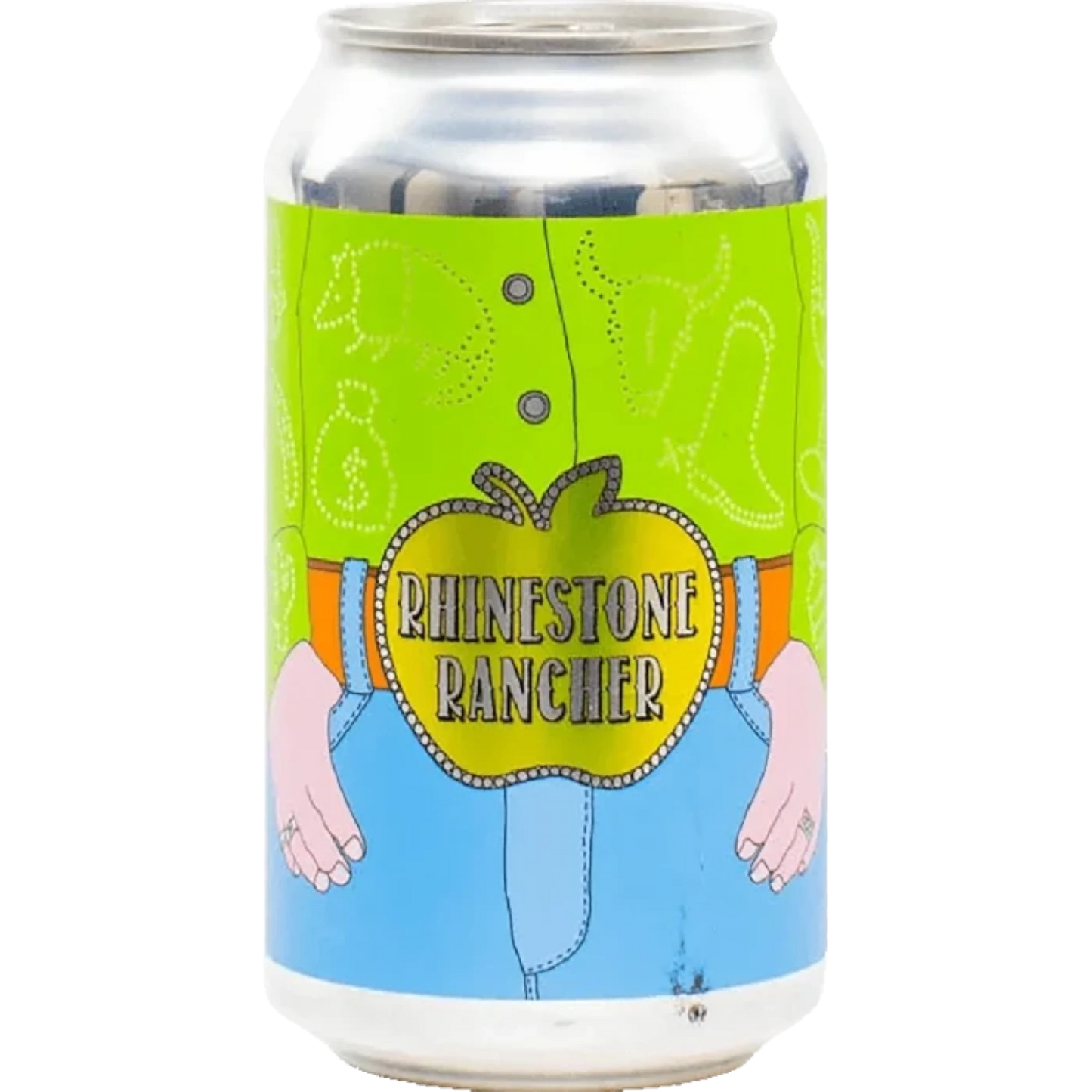 Stowe Public House & Bottle Shop Prairie Artisan Ales Rhinestone green apple sour beer can with western shirt design