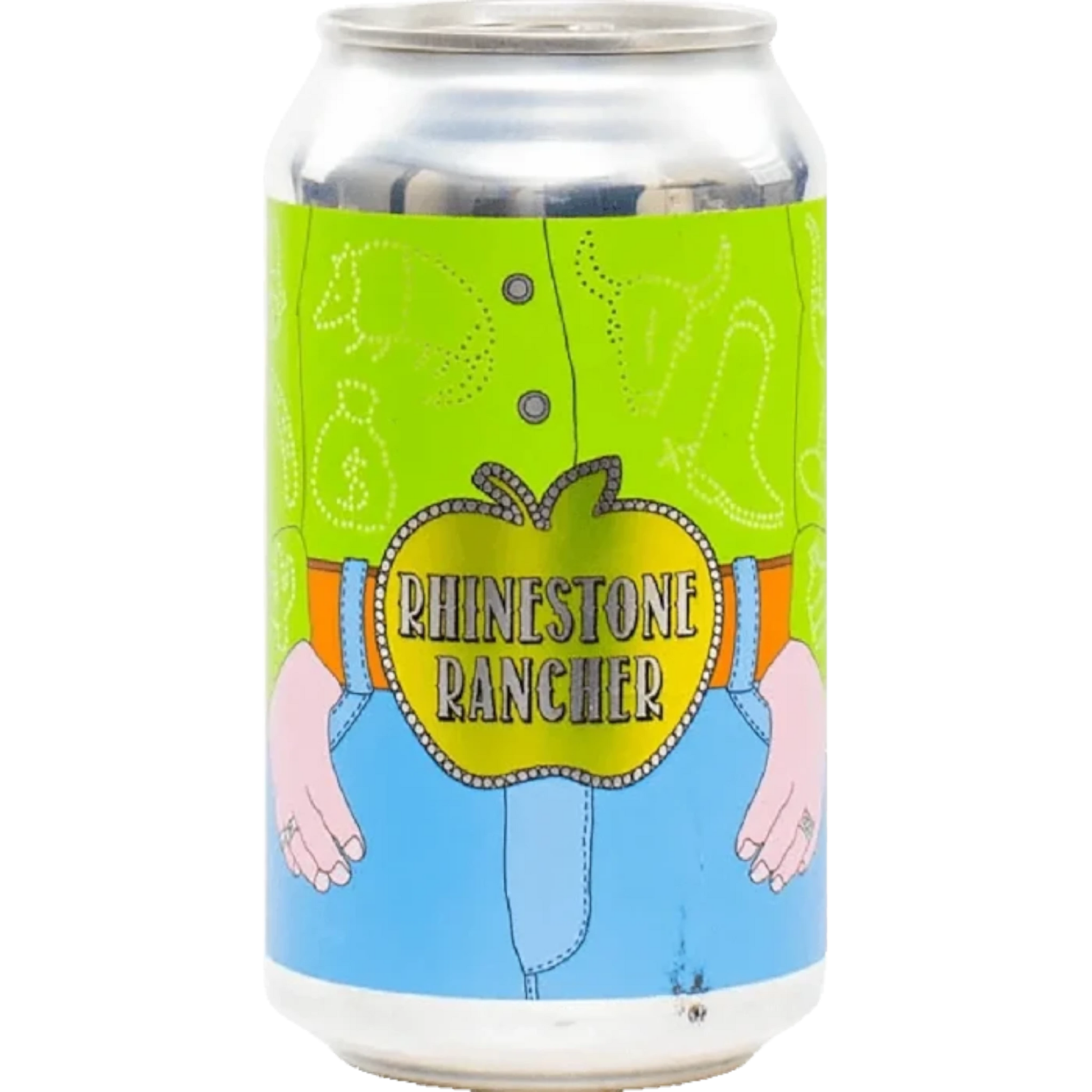Stowe Public House & Bottle Shop Prairie Artisan Ales Rhinestone green apple sour beer can with western shirt design