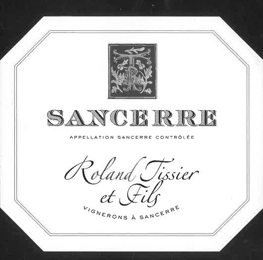 Stowe Public House & Bottle Shop Roland Tissier et Fils Sancerre wine label with ornate crest and elegant script.