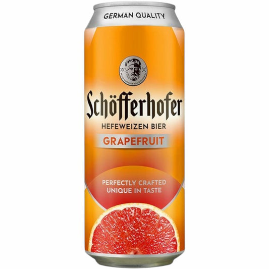Stowe Public House & Bottle Shop Schöfferhofer Grapefruit Hefeweizen beer can with orange and grapefruit graphics.
