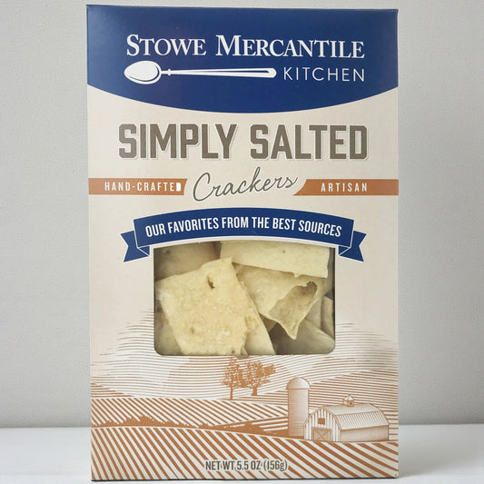 Stowe Mercantile Kitchen Simply Salted Artisan Crackers, light and crispy with visible salt flakes