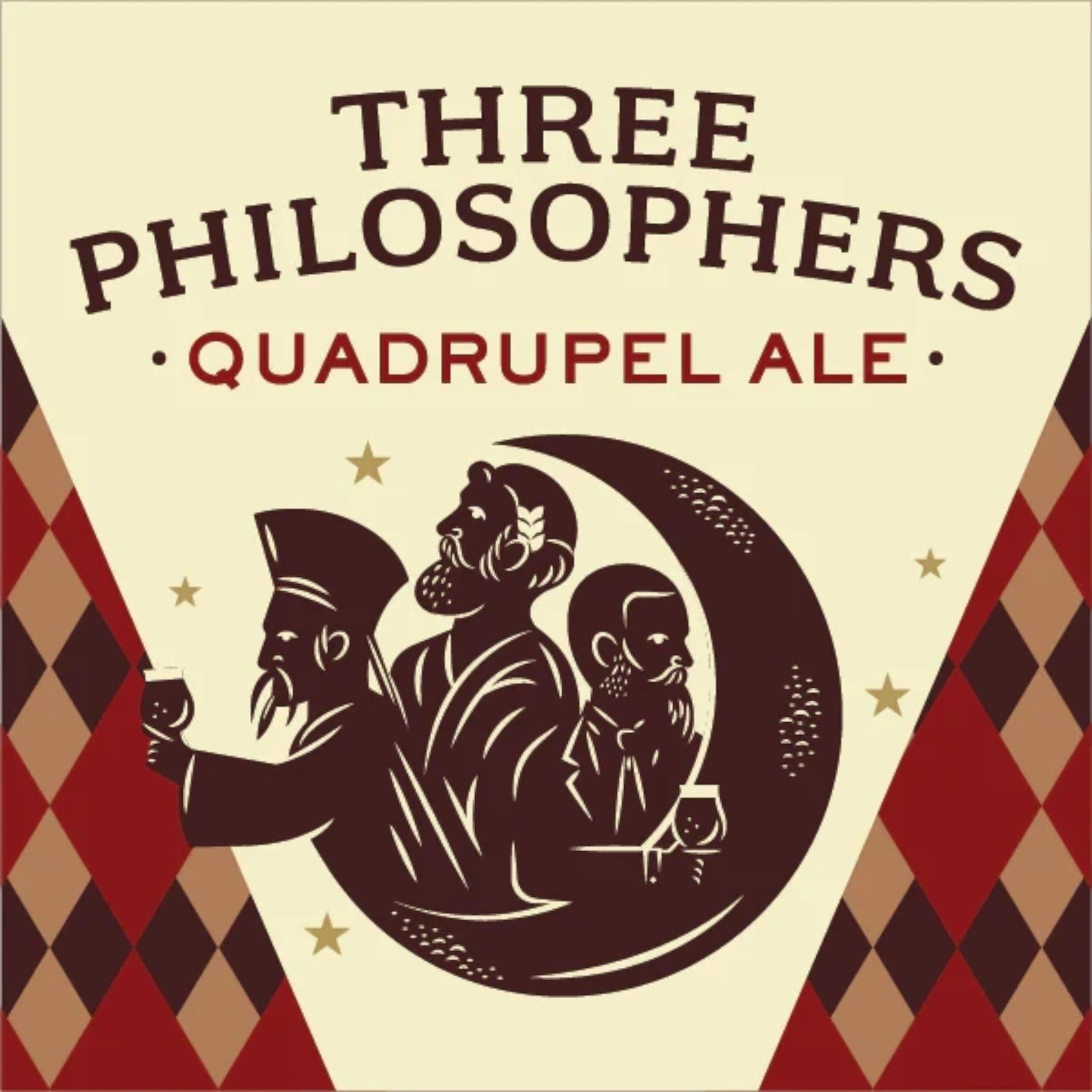 Stowe Public House & Bottle Shop Brewery Ommegang Three Philosophers Belgian Quad label with three figures and moon