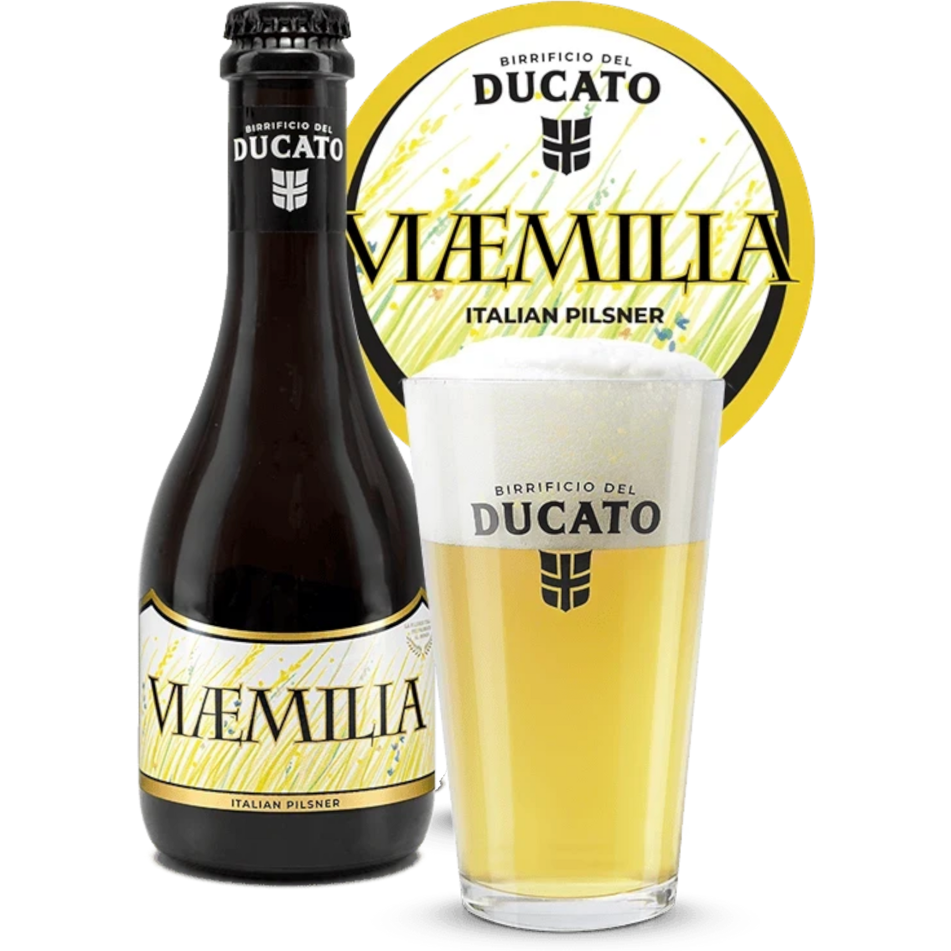 Stowe Public House & Bottle Shop Birrificio del Ducato Via Emilia Italian pilsner bottle and glass with golden beer