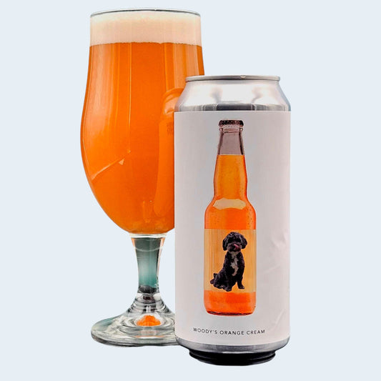 Stowe Public House & Bottle Shop Evil Twin Brewing Woody's Orange Cream Sour Ale in a glass and can.
