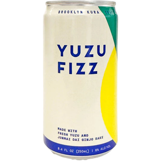 Stowe Public House & Bottle Shop Brooklyn Kura Yuzu Fizz canned craft sake cocktail with citrusy yuzu branding.
