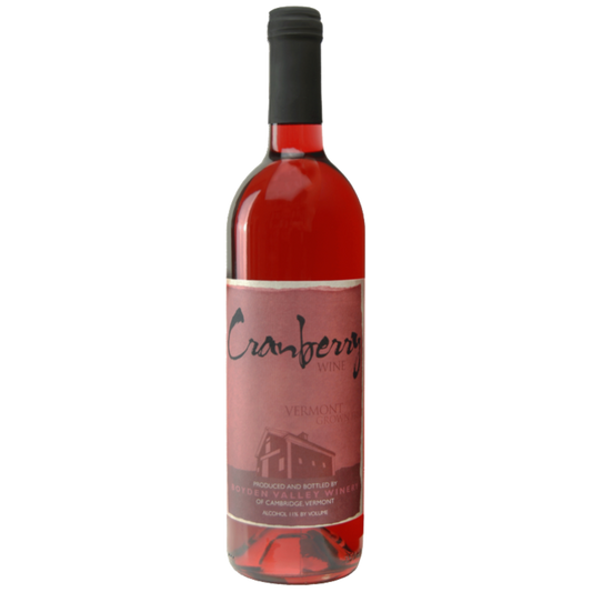 Stowe Public House & Bottle Shop Boyden Valley Cranberry Wine bottle with red liquid and a pink label featuring a sketch of a building.