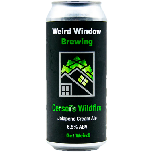 Stowe Public House & Bottle Shop's Weird Window Brewing Cersei's Wildfire Jalapeño Cream Ale can, 6.5% ABV.
