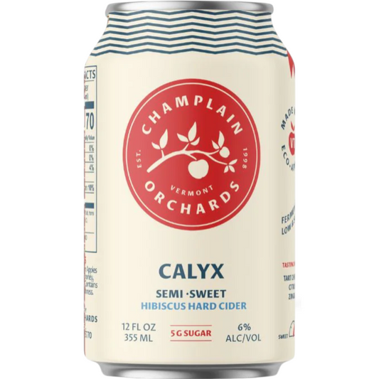 Stowe Public House & Bottle Shop Champlain Orchards Calyx semi-sweet hibiscus hard cider can.