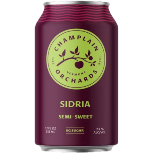 Stowe Public House & Bottle Shop Champlain Orchards Sidria semi-sweet canned cider, 7.5% ABV.