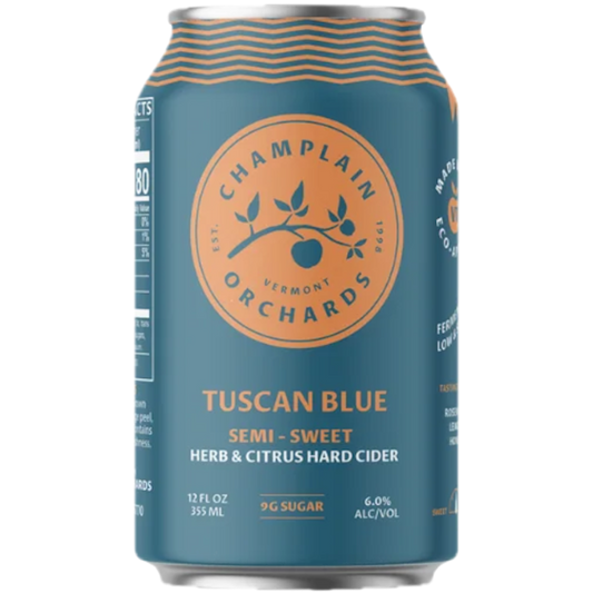 Stowe Public House & Bottle Shop Champlain Orchards Tuscan Blue semi-sweet hard cider with rosemary, citrus, and honey.