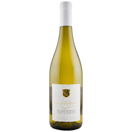Stowe Public House & Bottle Shop Comte de la Chevaliere Sancerre white wine bottle with white cap and label.