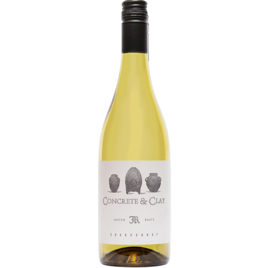 Stowe Public House & Bottle Shop Longridge Concrete & Clay Chardonnay white wine bottle with black cap.