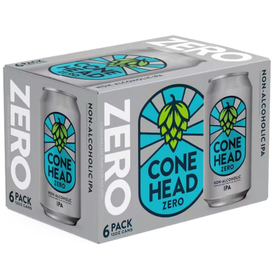 Stowe Public House & Bottle Shop Cone Head Zero 6-pack non-alcoholic IPA cans with citrus and tropical fruit hop aromas.