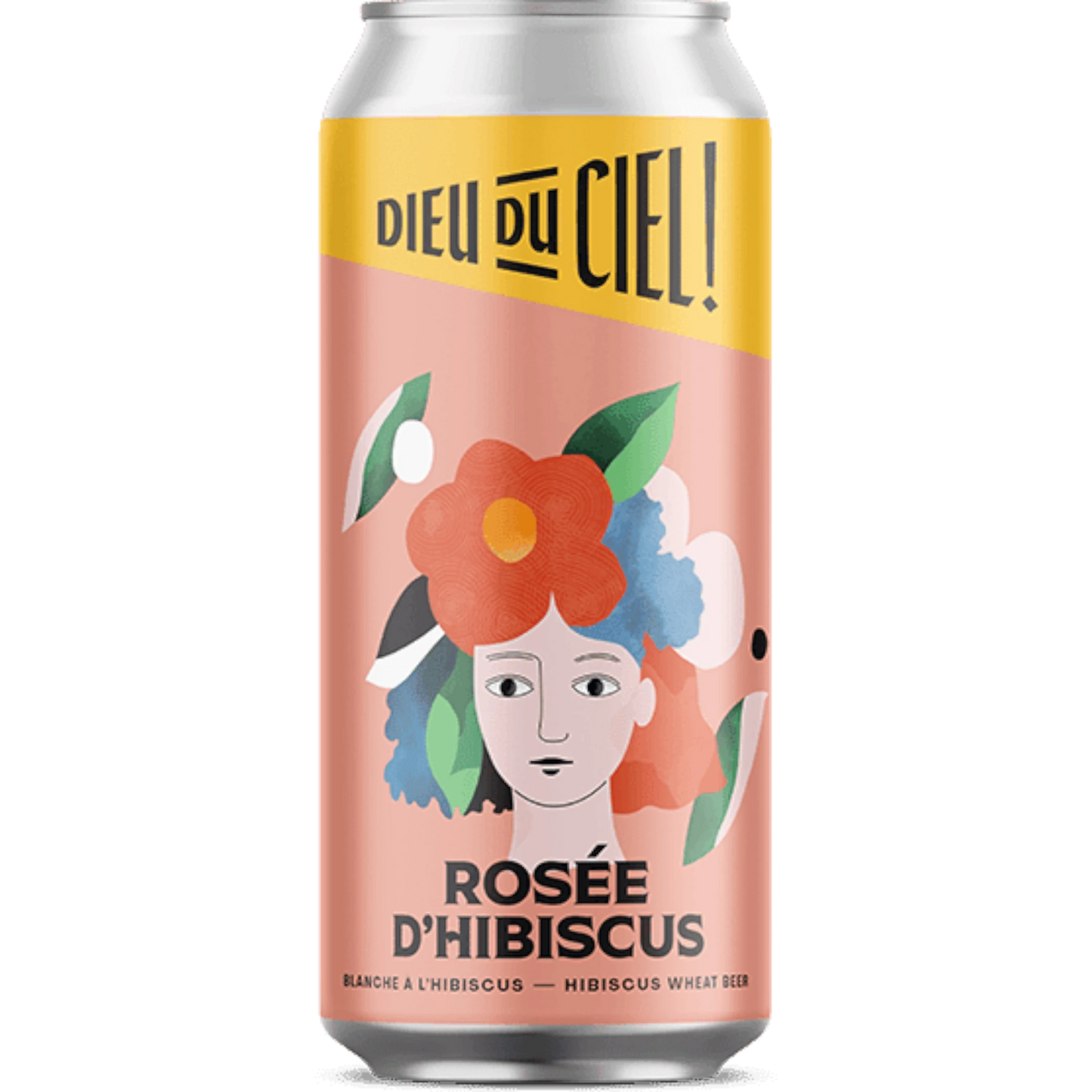 Stowe Public House & Bottle Shop Dieu du Ciel! Rosée d’Hibiscus wheat beer can with floral design and pink grapefruit notes.