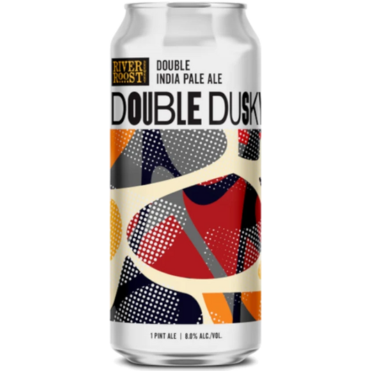 Stowe Public House & Bottle Shop River Roost Brewery Double Duksy India Pale Ale can with abstract colorful design.
