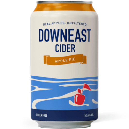 Stowe Public House & Bottle Shop Downeast Apple Pie Cider can. Gluten-free, 5% ABV.
