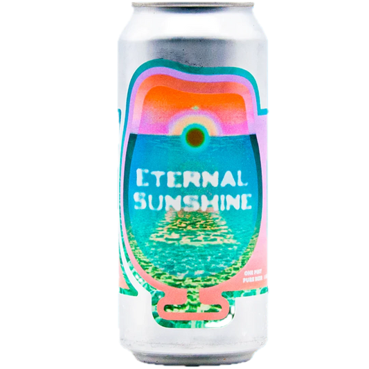 Stowe Public House & Bottle Shop Eternal Sunshine IPA can with sunset over water graphic. Tasting notes: Lemon Lime, Nectarine, Honey Dew.