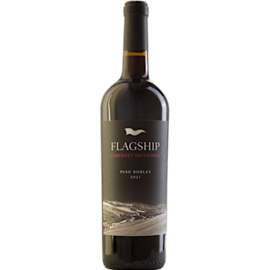 Stowe Public House & Bottle Shop Flagship Cabernet Sauvignon 2021, a dark red wine with a black label featuring a landscape image.