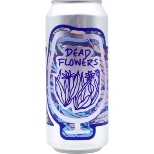 Stowe Public House Foam Brewers Dead Flowers India Pale Ale can with floral and glass design. Notes of melon, tropical fruit, and lime.