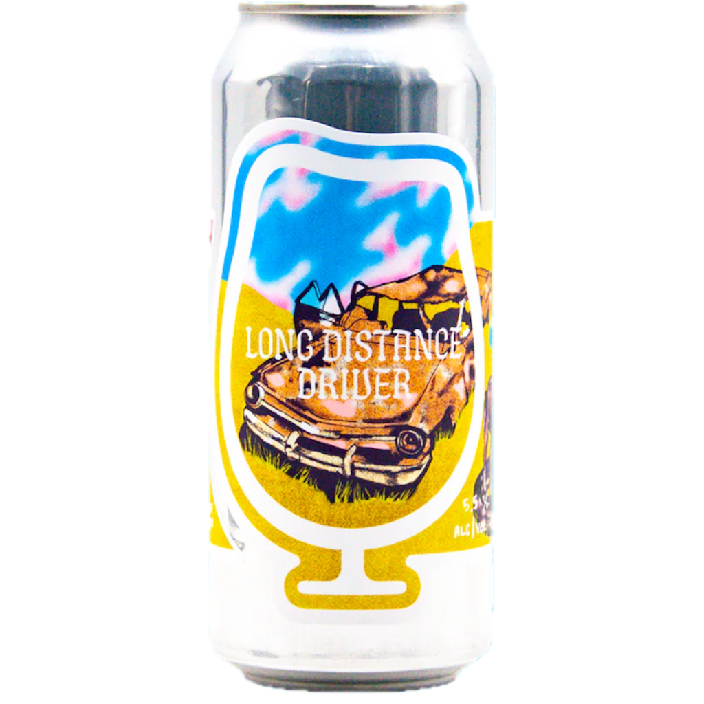 Stowe Public House Long Distance Driver IPA can featuring a retro car illustration and 5.5% ABV.