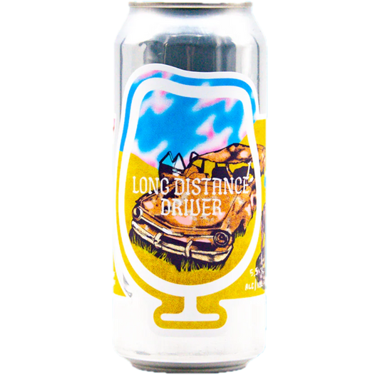 Stowe Public House Long Distance Driver IPA can featuring a retro car illustration and 5.5% ABV.