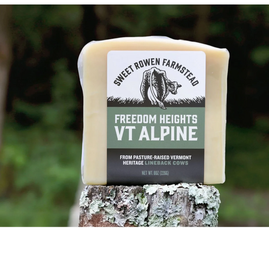 Stowe Public House & Bottle Shop Freedom Heights VT Alpine hard cheese, nutty Swiss flavor, from pasture-raised Vermont heritage cows.