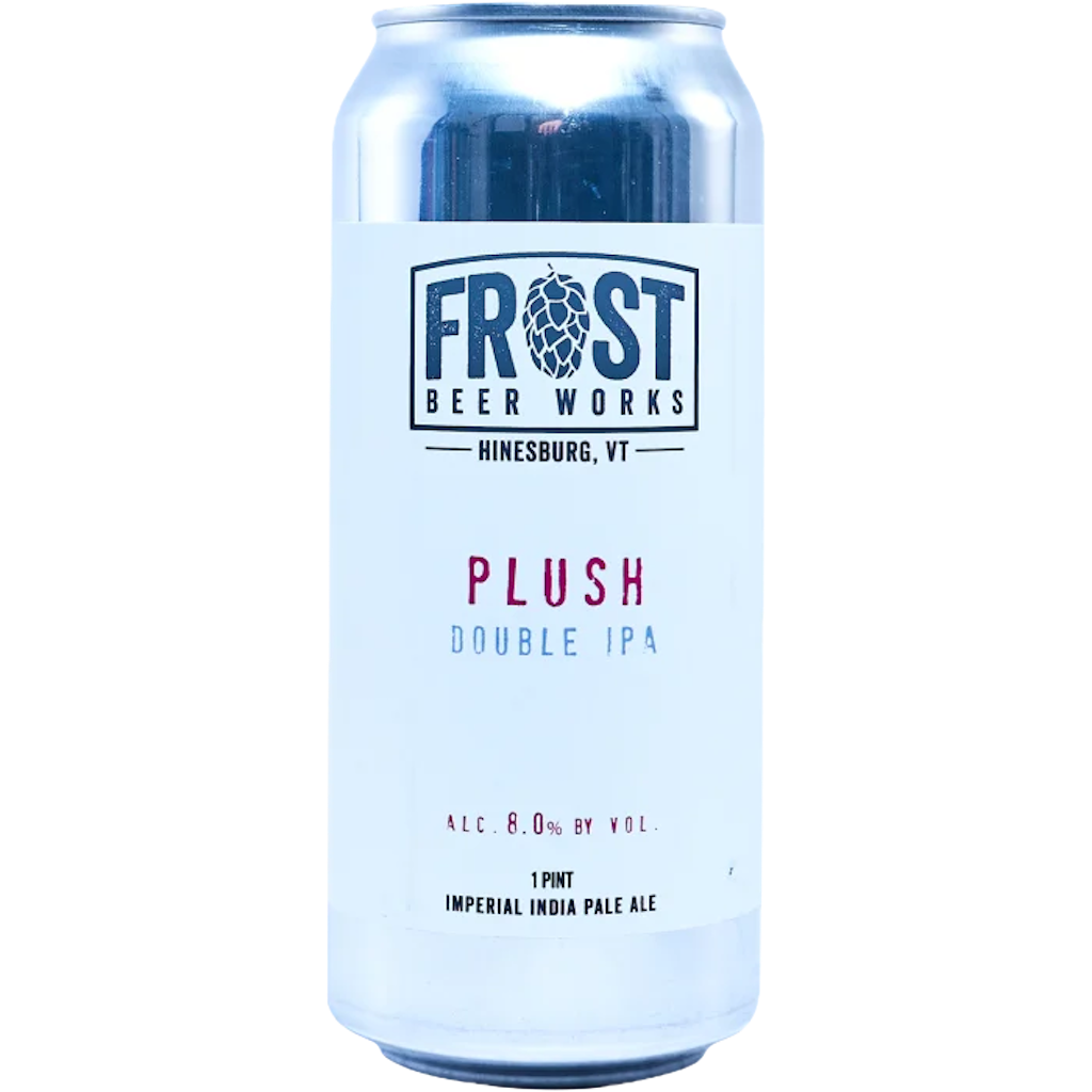 Stowe Public House & Bottle Shop Frost Beer Works Plush Double IPA 1 pint can. Imperial India Pale Ale with 8.0% ABV.