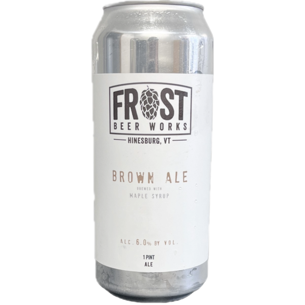 Stowe Public House & Bottle Shop Frost Beer Works Brown Ale can with subtle notes of chocolate, coffee, and maple syrup.