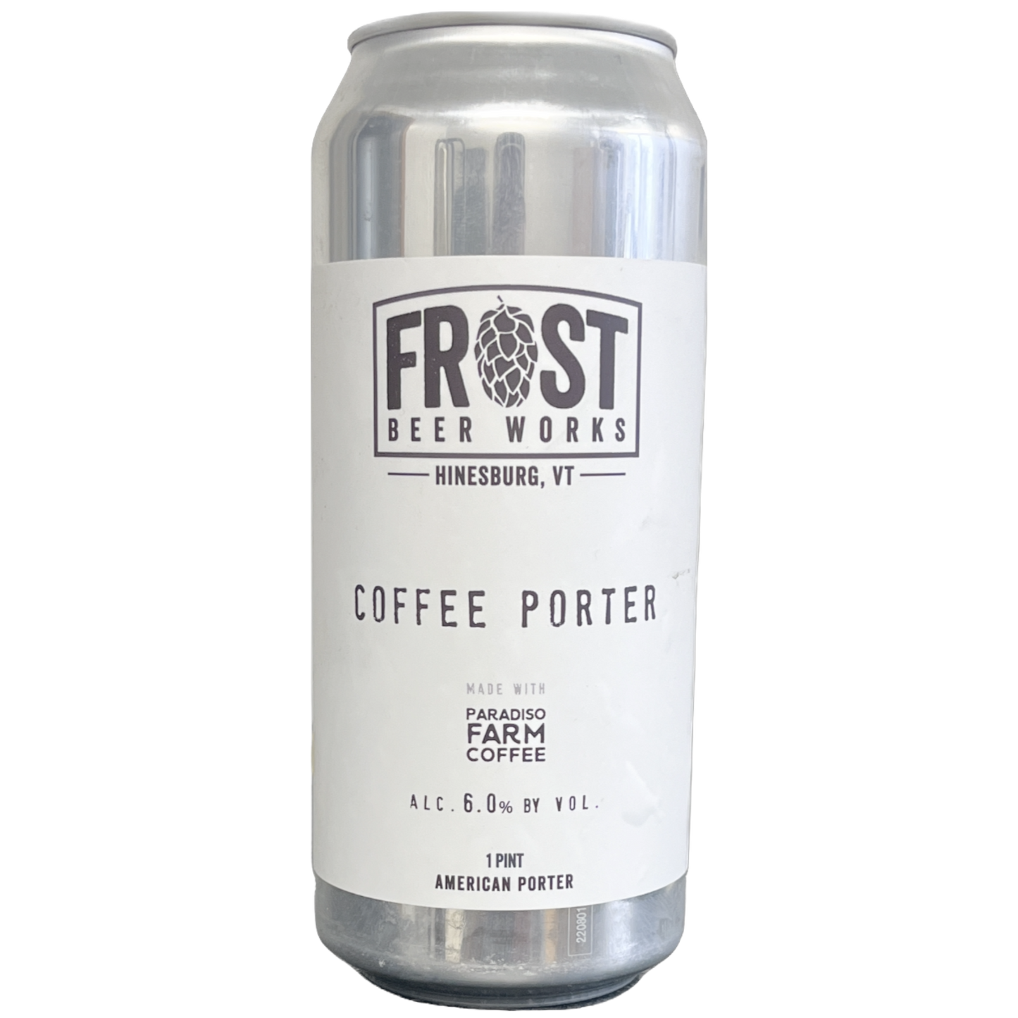 Stowe Public House & Bottle Shop Frost Beer Works Coffee Porter can, made with Paradiso Farm Coffee, 6.0% ABV.