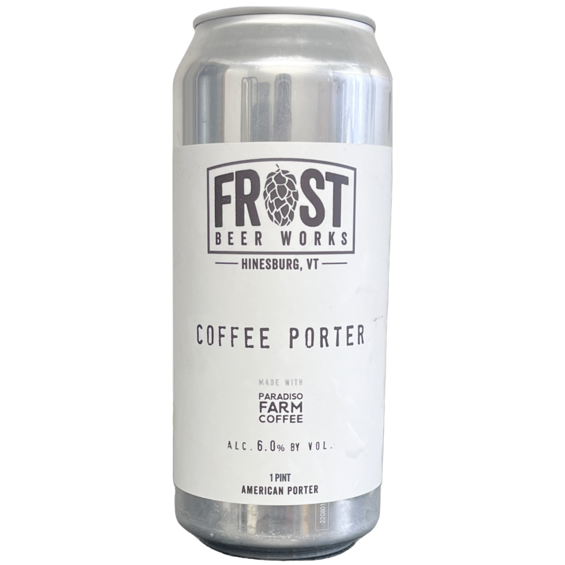 Stowe Public House & Bottle Shop Frost Beer Works Coffee Porter can, made with Paradiso Farm Coffee, 6.0% ABV.