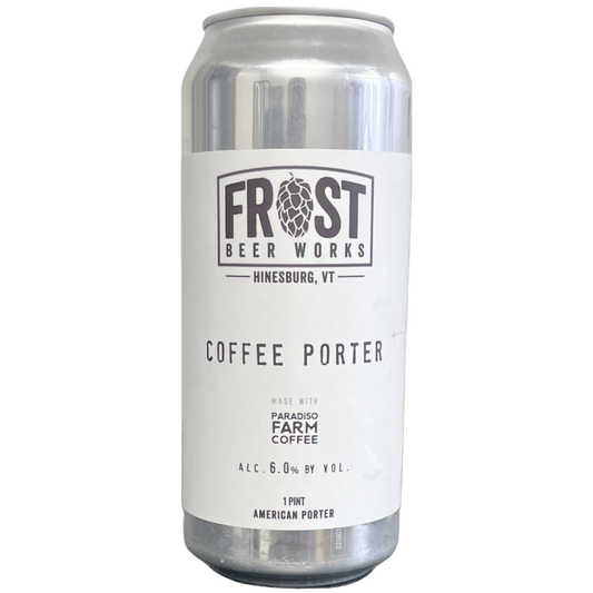 Stowe Public House & Bottle Shop Frost Beer Works Coffee Porter can, made with Paradiso Farm Coffee, 6.0% ABV.