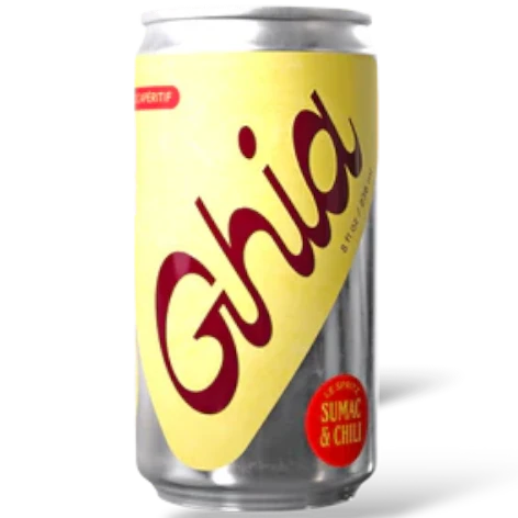 Stowe Public House & Bottle Shop Ghia Sumac & Chile non-alcoholic spritz can. Spicy, sour, dry aperitif.