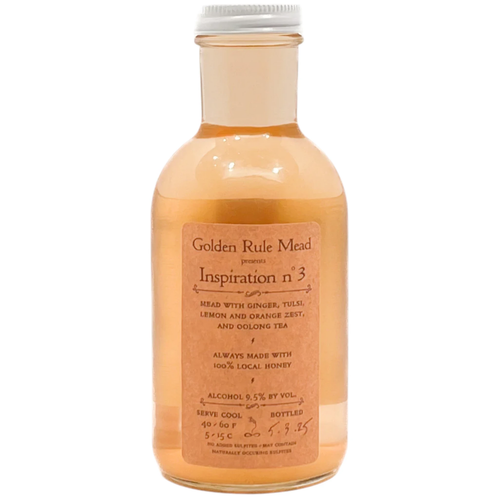 Stowe Public House & Bottle Shop Golden Rule Mead Inspiration n
3, a honey wine with ginger, tulsi, lemon, orange zest, and oolong tea.