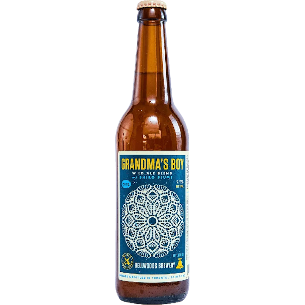 Stowe Public House: Bellwoods Brewery Grandma's Boy wild ale blend with shiro plums, 7.7% ABV, bottle conditioned.