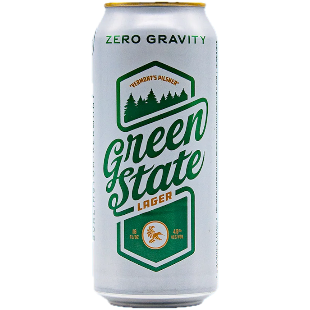 Stowe Public House & Bottle Zero Gravity Green State Lager can. Crisp, easy-drinking Pilsner with noble hops and Pilsner malt.