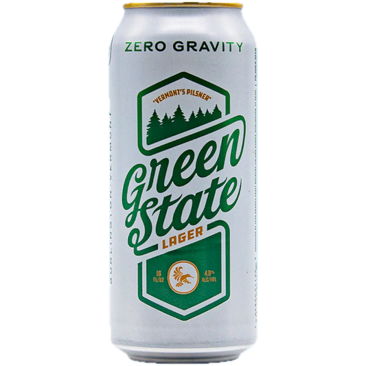 Stowe Public House & Bottle Zero Gravity Green State Lager can. Crisp, easy-drinking Pilsner with noble hops and Pilsner malt.