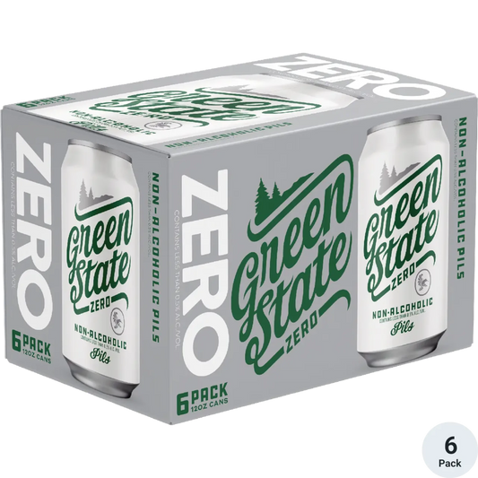 Stowe Public House & Bottle Shop Green State Zero non-alcoholic pilsner 6-pack cans. Crisp, clean, sessionable.
